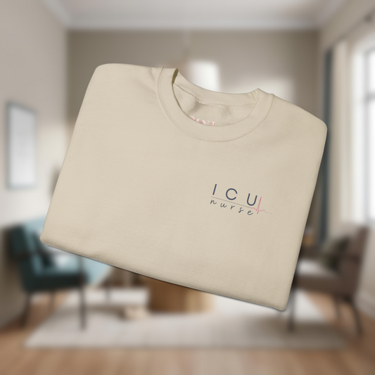 Personalized Unisex ICU Nurse Crewneck Sweatshirt | Intensive Care Nurse Gift | Custom Name